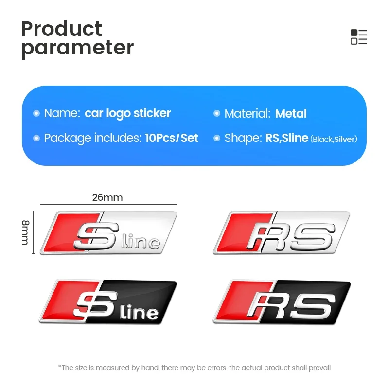 3D Steering Wheel Badge Emblem 3D Steering Wheel Sticker Car Sticker 2/5/10pcs For Audi Sline RS Car Accessories