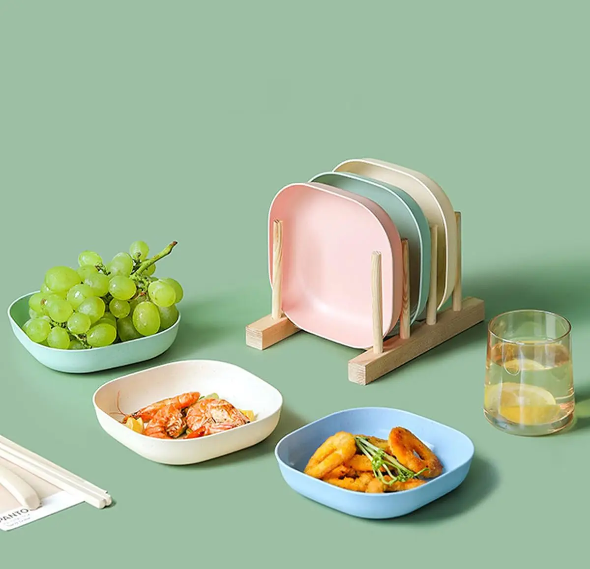 10Pcs Wheat Straw Plates Deep Dinner Plates Plastic Reusable for Dinner Dishes for Kids Adult Assorted Colors Dinnerware