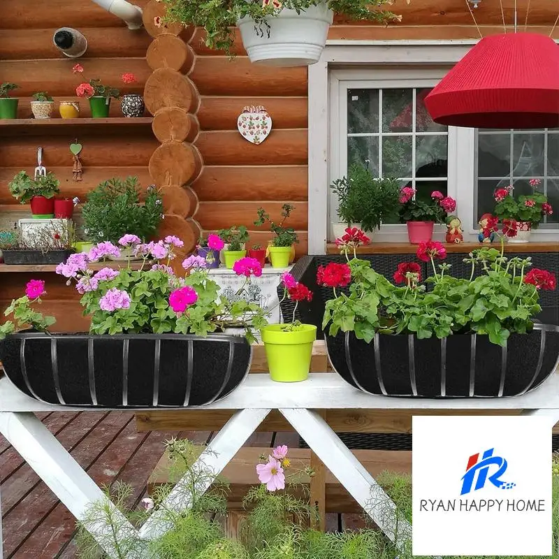 3PCS Plant Liner Window Box Liners 30 Inch Fabric Window Box Liners Replacement Black Non-Woven Hanging Plant Liner