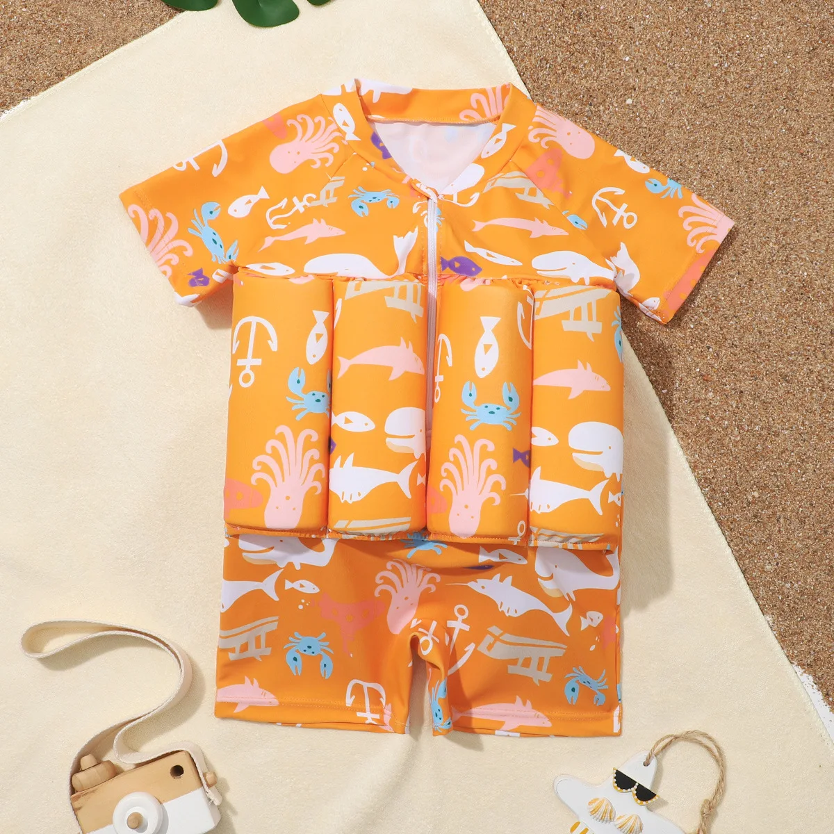 Children's Buoyancy Swimsuit Cartoon Print Swimwear Kid One-Piece Floating Rash Guards Bathing Clothes Boys Girls Swimming Suits children swimwear