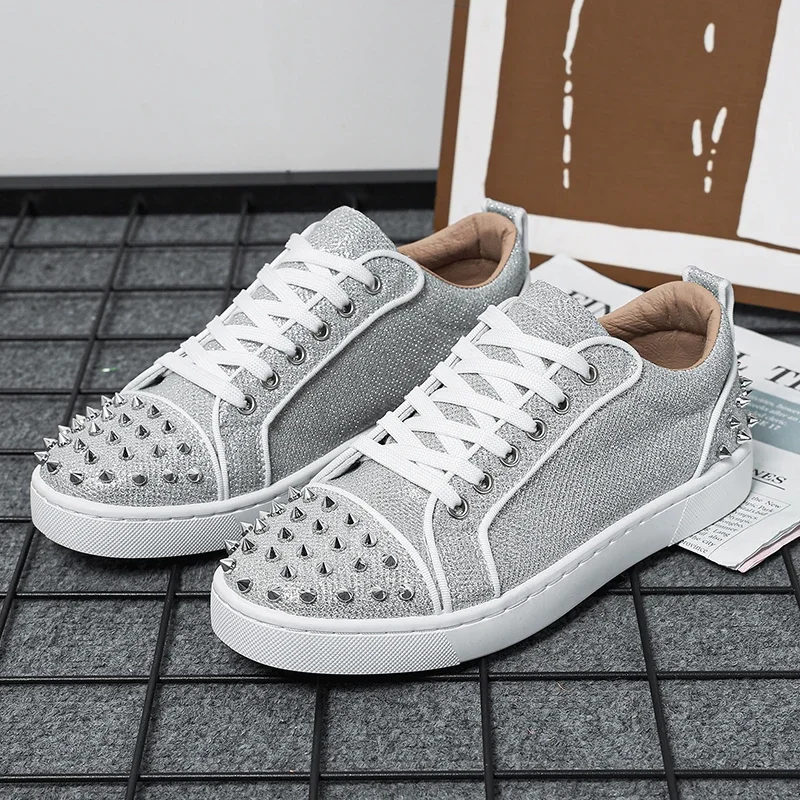 2025 New Men's Casual Shoes Comfortable Soft Punk Style Board Shoes Fashion Nail Anti Slip Wear Resistant Personalized Sneakers 3