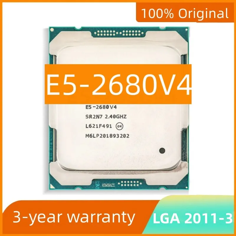 

Uesd 4 шт. 2680 V4 E5 2680V 4 процессор Xeon X99 2,40 ГГц 14-Core 35M 14 нм FCLGA2011-3 TPD 120W