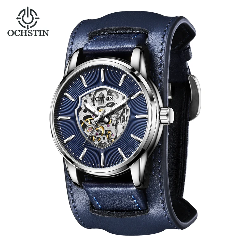 OCHSTIN Automatic Mechanical Men's Watch Waterproof Gold Transparent Hollow Hollow Men's Clock Automatic Self-Wind Wrist strap