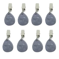8/16PCS NEW Drop Shape Marble Pendant Tablecloth Weights With Clips Camping Reusable Compact Delicate Outdoor Tablecloths 1