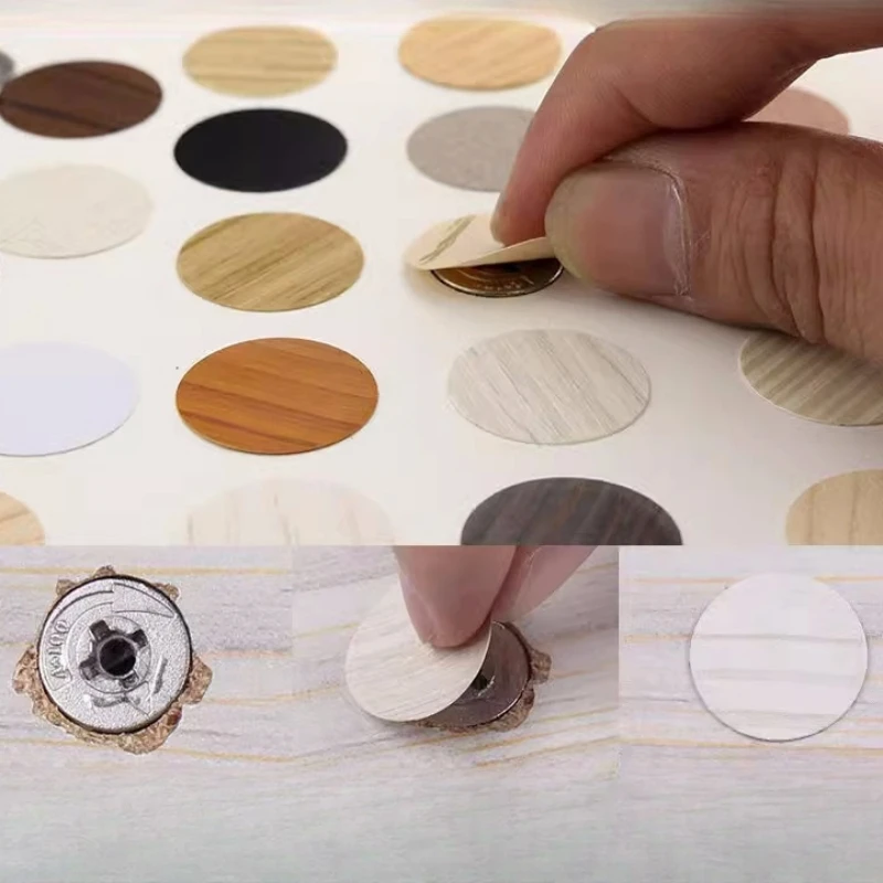 Custom Screw Cover Self Adhesive PVC Sticker Holes Sealer Dia. 21mm Furniture Decor Sold Color Wood Grain