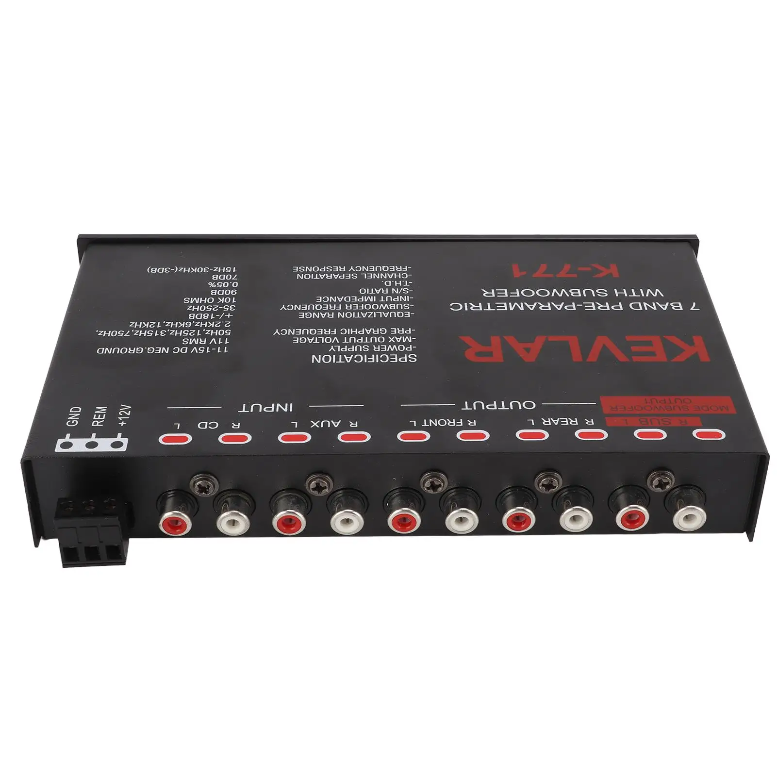 Universal 7-Band Car Audio Graphic Equalizer-High Level Input EQ for Stereo System-Variable Gain & Low Pass Adjustment