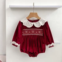 Autumn Newborn Rompers Kids Baby Girls Long Sleeve Sweet Christmas Red Princess Rompers Infant New Baby Girls Rompers Clothes