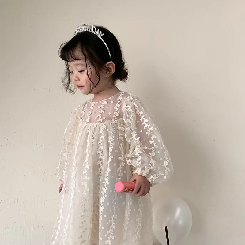 0-6Y Baby Girl Lace Abito Lungo Toddler Girl Clothes Princess Baby Girl Dress Summer Party Skirt Baby Girls Solid Birthday Dress