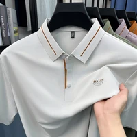 Luxe marque glace soie manches courtes polo shirt homme été mode lettre en Gaufrage confort respirant loisir haut de gamme T-shirt 5