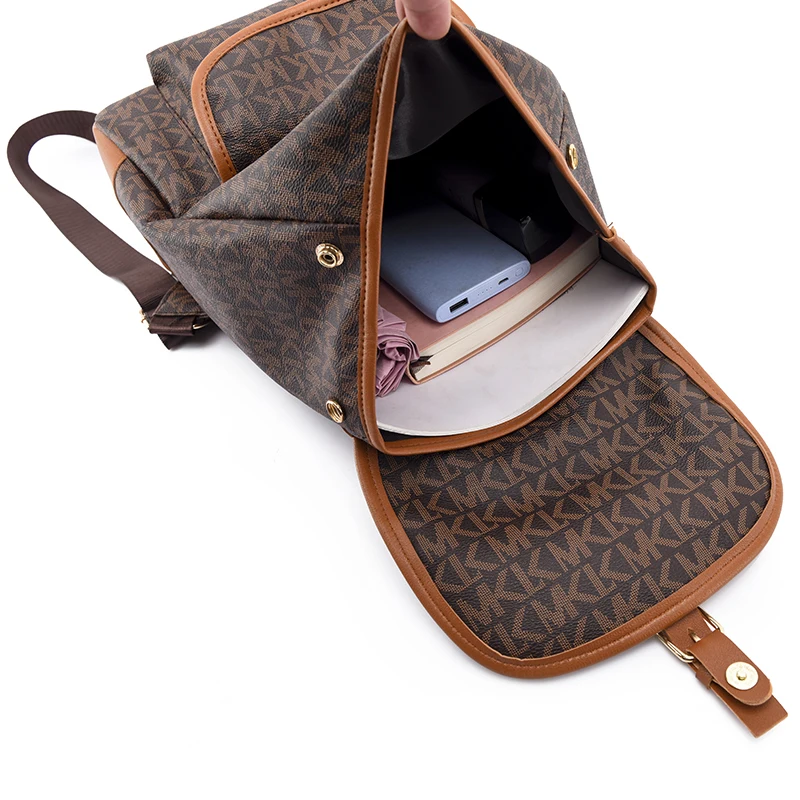 Retro Print Design Backpack Selection High Leather PU Texture Backpack Large Capacity Anti Theft And Water Repellent School Bags 6