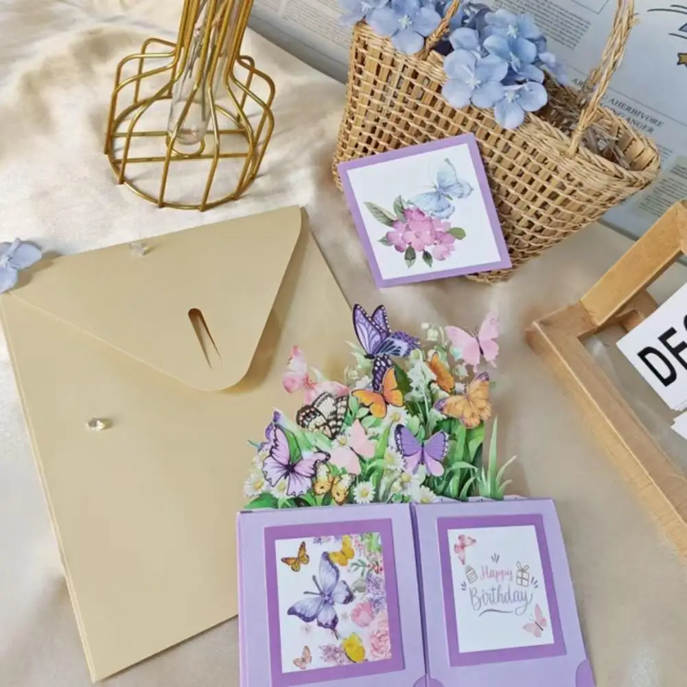 Warm Heartfelt Greeting Card 3d Butterfly Bouquet Birthday Card for Family Friends Handmade Pop-up Gift Box Celebration