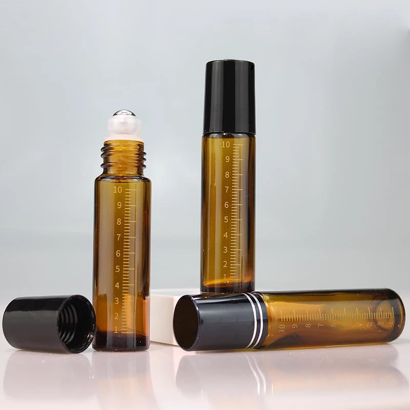 10ml Empty Amber Thick Roll On Glass Bottles with Stainless Steel Roller Ball For Essential Oil Refillable Bottles 2024 4