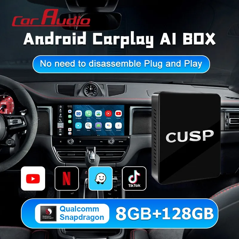 

Android Qualcomm Mini Carplay Ai Box беспроводной адаптер Netflix USB Plug & Play Android автобокс WiFi GPS универсальная зеркальная ссылка