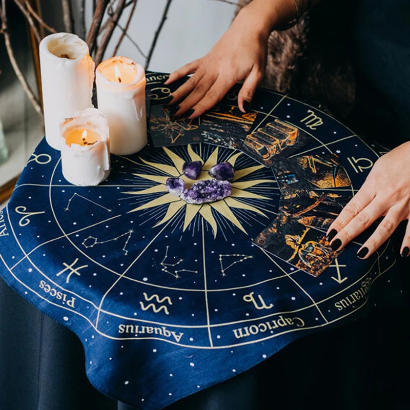 Tarot Tapestry Wheel of the Zodiac Astrology Chart Wall Hanging Scarf Altar cloth tarot cloth tarot deck Sun and Moon Home Decor tapestry decorations