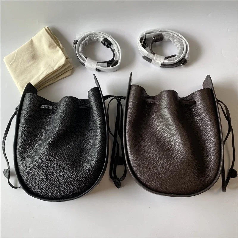 

2023 One Shoulder Messenger Bag Women's Large Capacity Bucket Bag Drawstring Fashion Leather Handbag