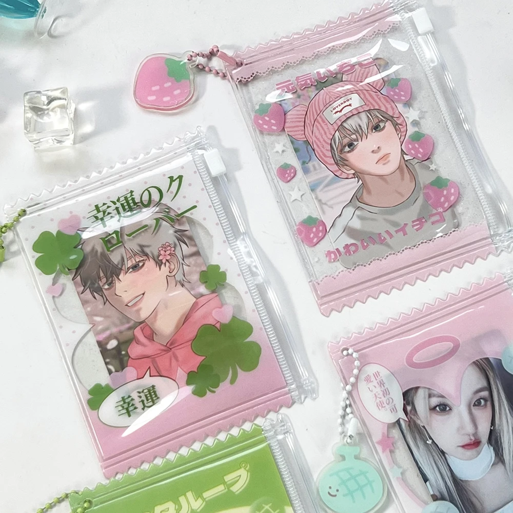 Cute Transparent Shiny Candy Bag Korean Photocard Holder Card Sleeves 3-inch Photo Card Holder Films Game Cards Protector