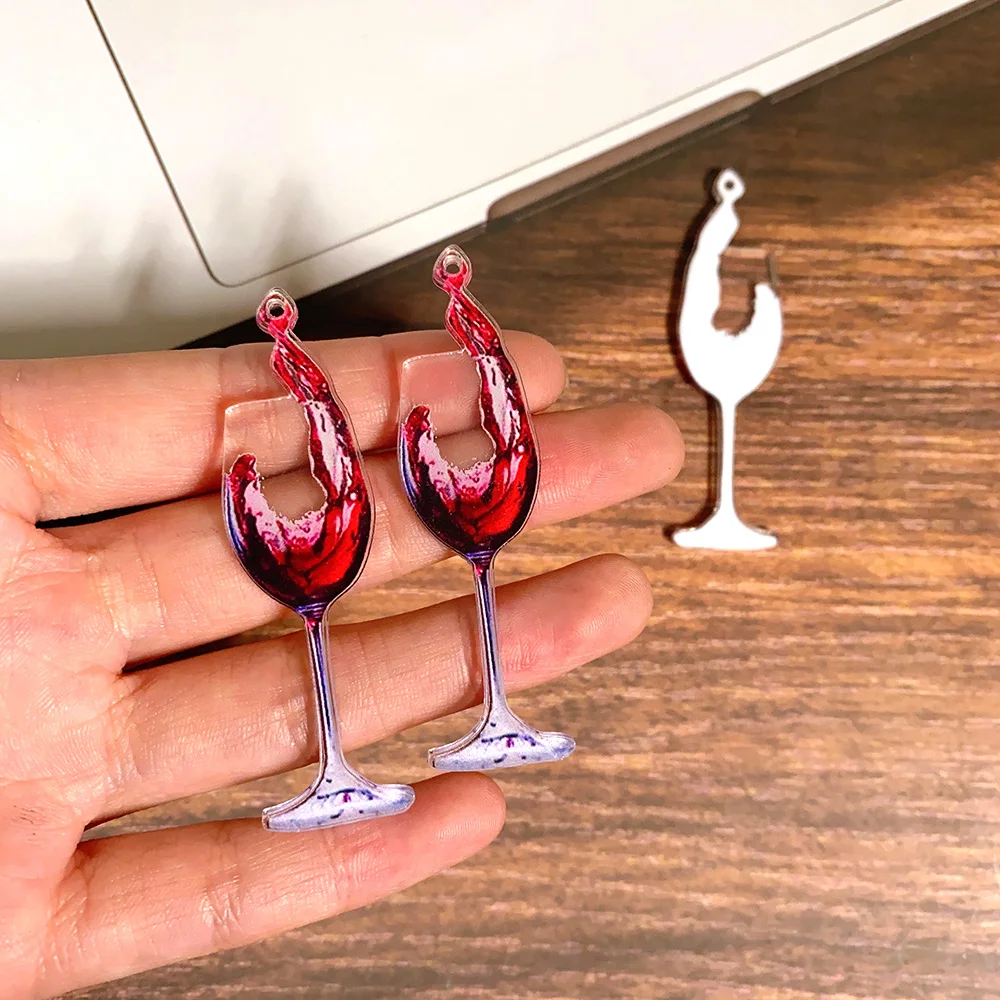 Orecchini A Bicchiere Di Vino Con Zirconi – Color Champagne – Regalo In Scatola – Rosa E Blu