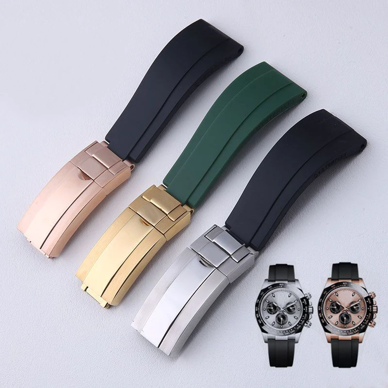 

Silicone Watchband for Rolex Submariner Yachtmaster Daytona Waterproof Watch Strap Accessories Rubber Bracelet Chain 20mm 21mm