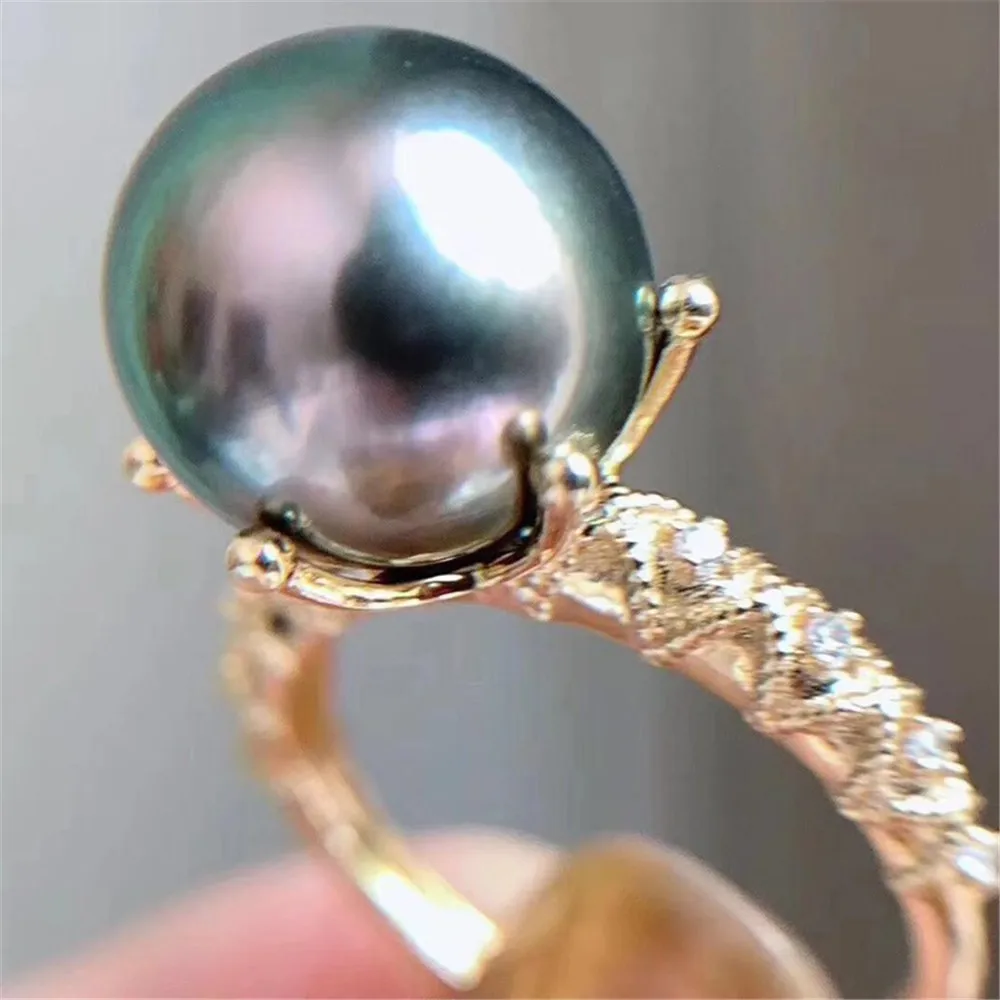 

DIY Pearl Ring Accessories S925 Sterling Silver Ring Empty Holder Fashion Pearl Ring Holder Women's Fit 8-10mm Round Beads Z215