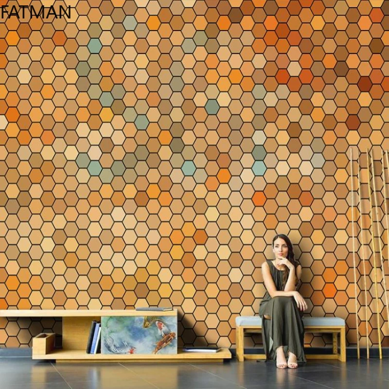 FATMAN Custom Color Geometric Nordic Minimalist Dining Milk Tea 3d Wallpaper Lounge Bar Internet Cafe Large Wall Mural Dropship |