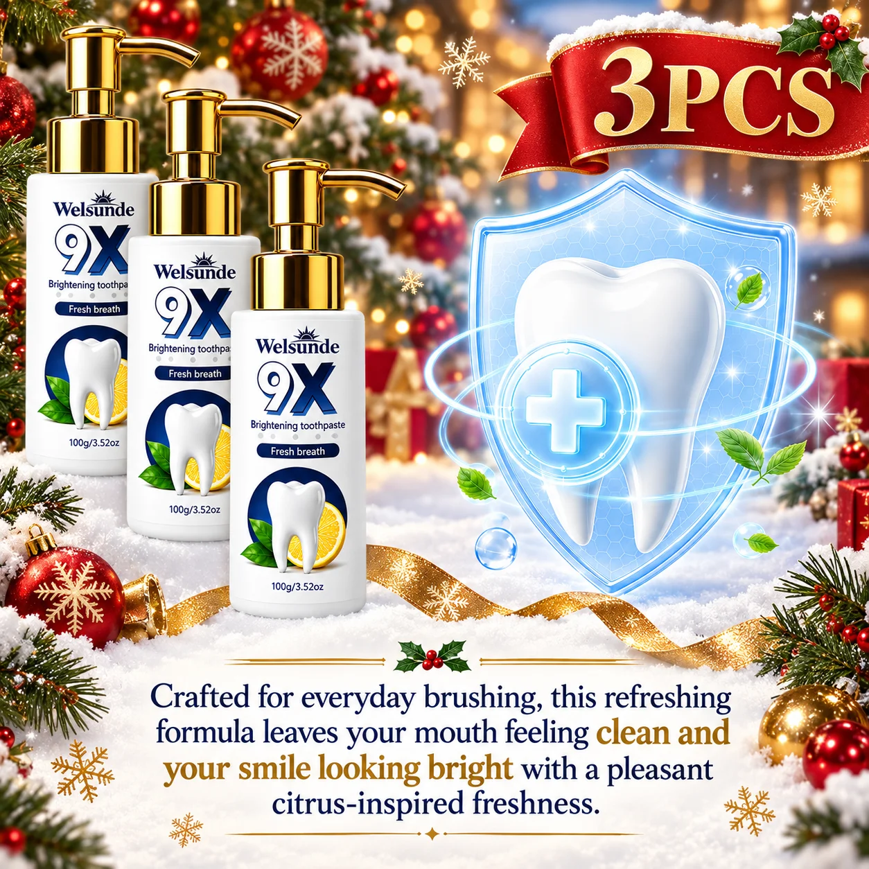 1/3PCS Tooth Whitening Toothpaste, Exquisite Christmas gifts,Hydroxyapatite, Natural Herbal Ingredients, Deep Cleaning Formula, Fresh Breath, Gentle Daily Oral Care, Rich Foam Texture, Easy Dispensing Pump Design,