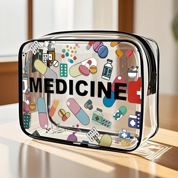 Medicine Cosmetic Bag Women Large Capacity Travel Organizer Easy Wipe Clean Toiletry Pouch Daily Use Trip Toiletry Travel Bag 1