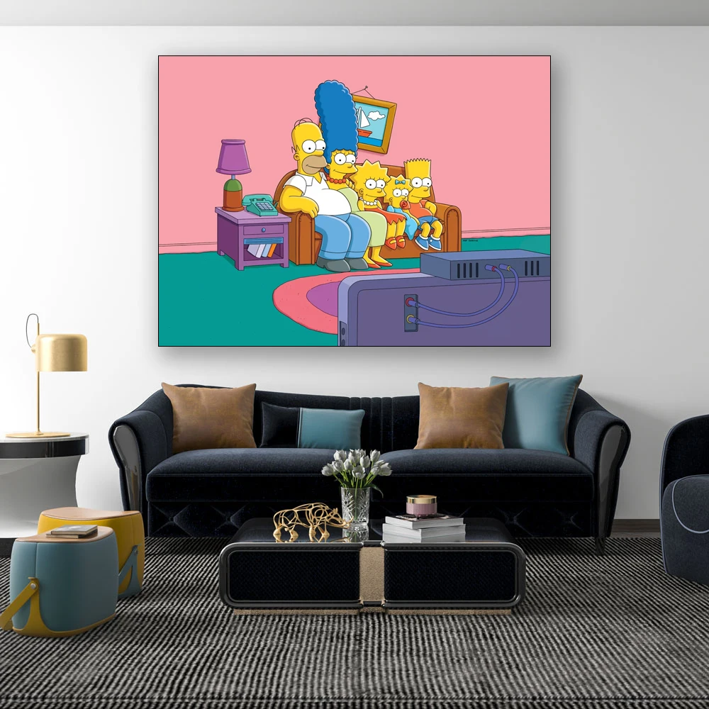Disney Classic Anime Simpsons Serie Tv Poster Simpsons Figure Art Canvas Painting Stampe Modern Family Bedroom Home Decor