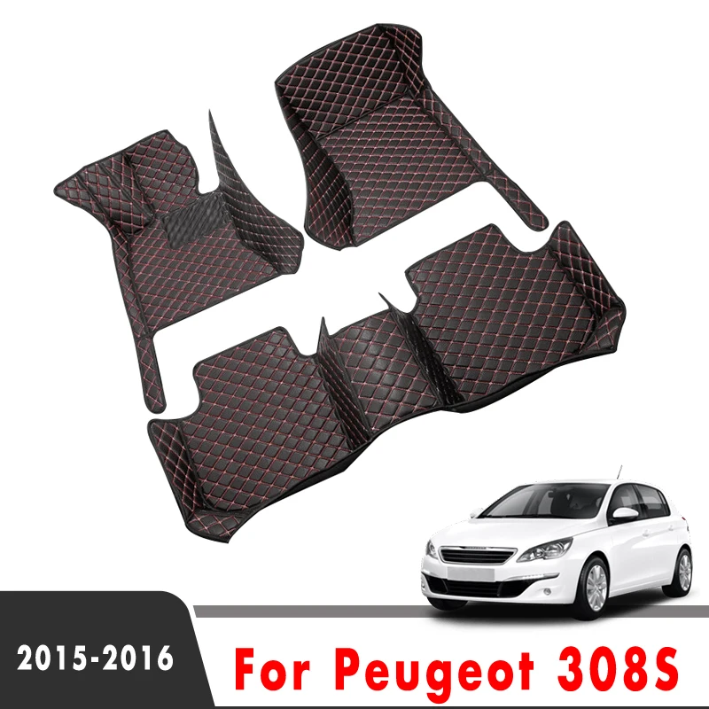 

Car Floor Mats For Peugeot 308S 2016 2015 Car Carpets Artificial Leather Waterproof Custom Interior Accessories Foot Pads
