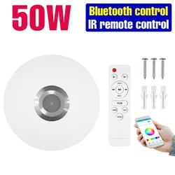 Smart RGB LED Ceiling Light with Bluetooth Speaker and App Control - 100W Dimmable Chandelier (50W)