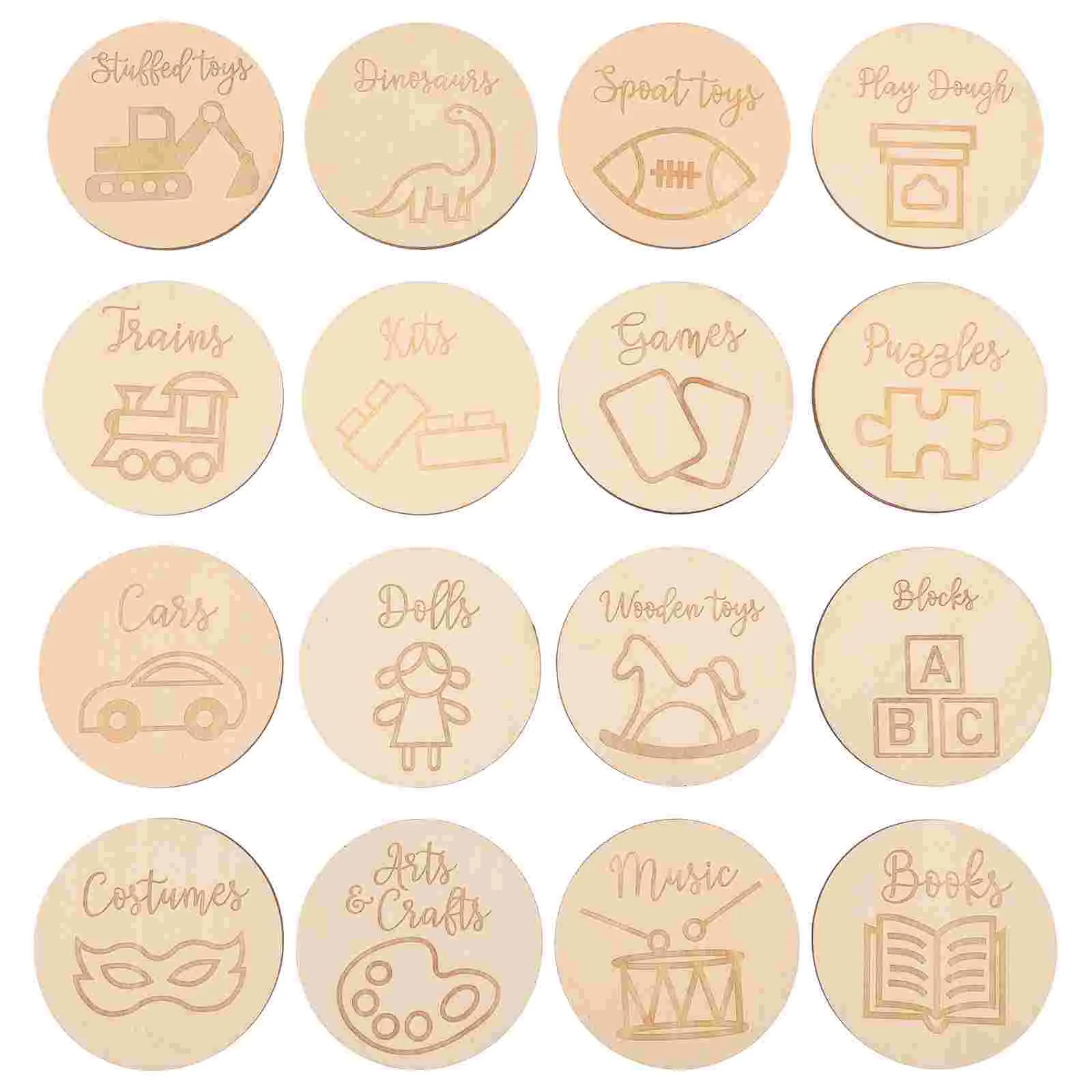 

Wooden Storage Tags Kids Storage Category Label Round Bundle Label Sign For Baby Nursery Decoration