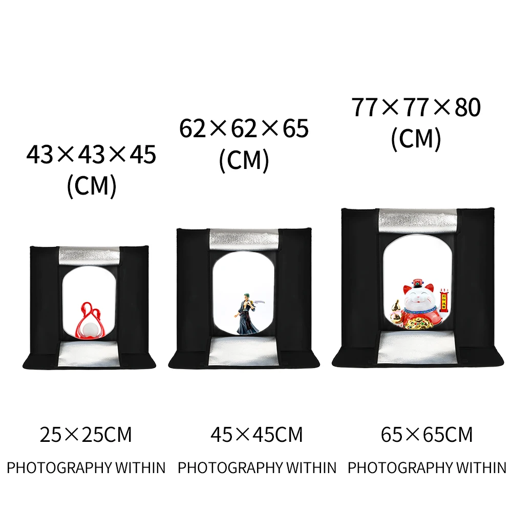 SH 80cm/65cm Lightbox Kits Photo Studio Mini Table Shooting Tent With 5 Colors PVC Background Foldable Dimmable Photography Box