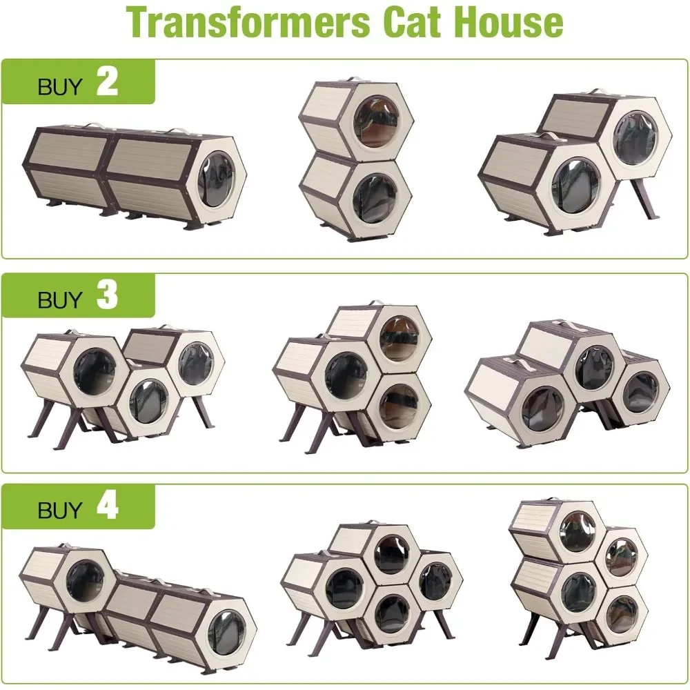 Outdoor Heated Cat House, Heater Insulated Feral Cat Shelter with Adjustable Temperature and Time House with Escape Door