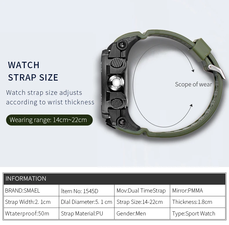 Smael-relógio modelo masculino 1545d, relógio de pulso