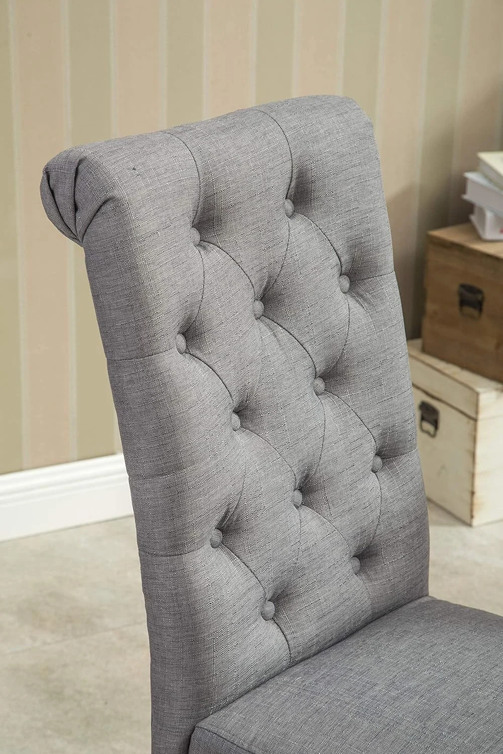 Parsons Dining Chair Roundhill Furniture Habit Solid Wood Tufted (Set of 2)