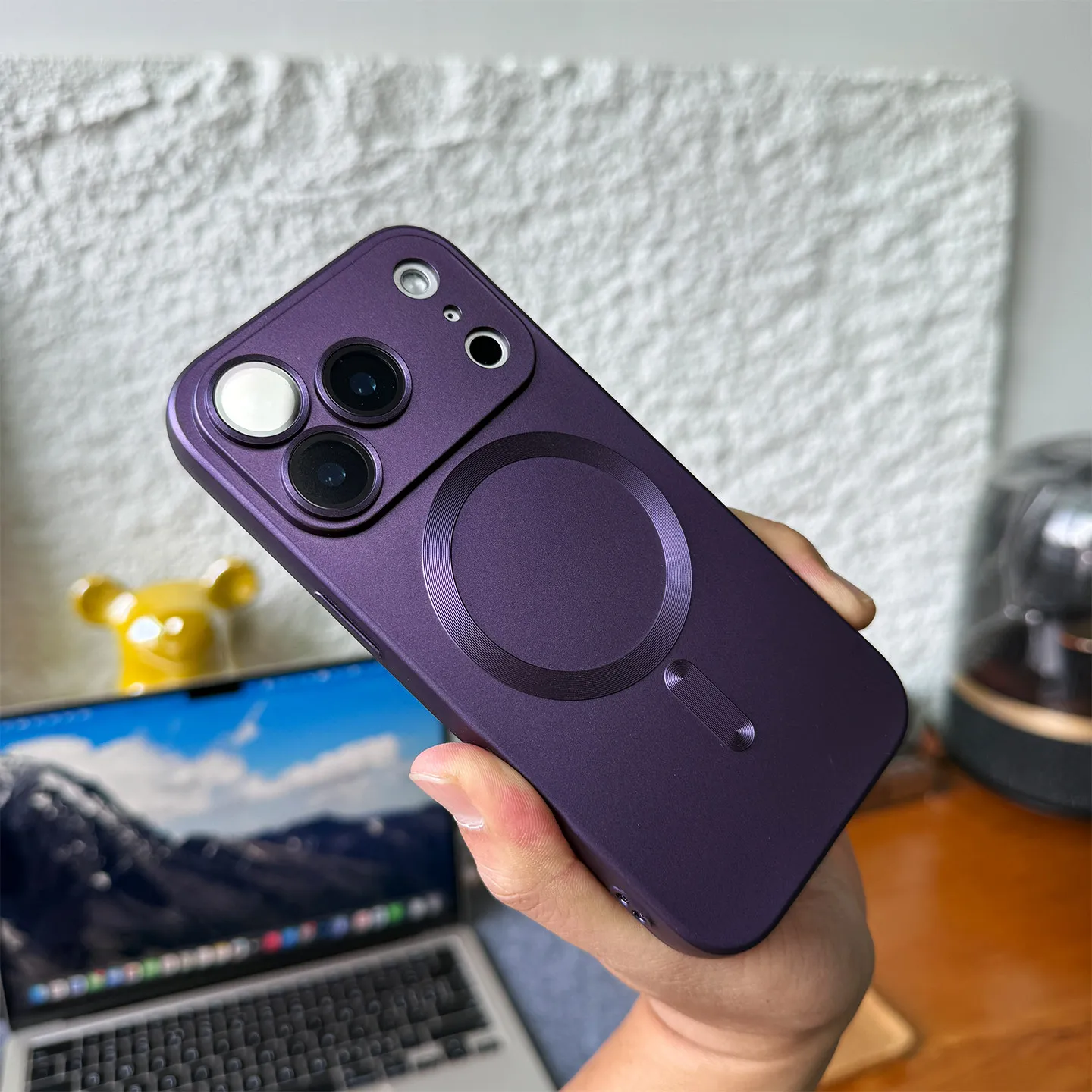 Luxury Matte MagSafe-Compatible Phone Case with Magnetic Charge and Lens Protector Cover