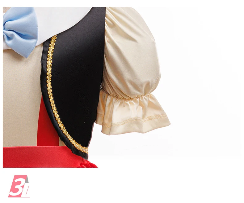 Kinder Pinocchio Prinzessinnen-Kostüm Klassisches Märchenfigur-Outfit mit Hut Schleife Handschuhe Lange Nase für Halloween-Verkleidung – Detail 7
