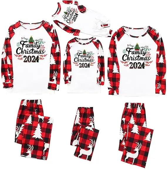 thumbnail image 2 of Conjuntos familiares a juego para Navidad, pijamas de 2 piezas para mamá, papá e hijos, mamelucos para bebé, ropa de dormir informal y holgada, pijamas de aspecto familiar para Navidad, 2 of 5