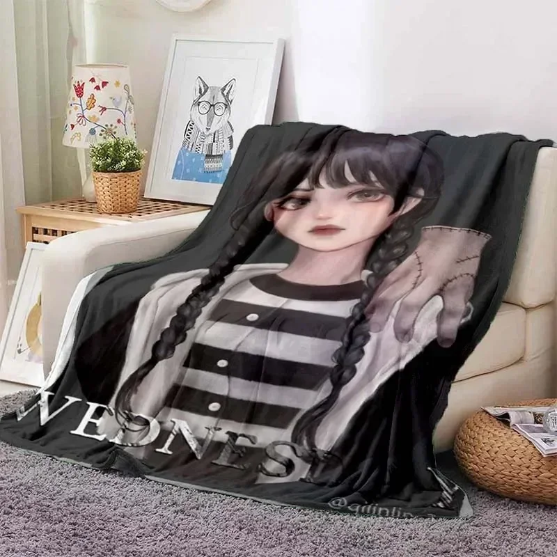 Wednesday Adams Blanket, Flannel Blanket, Sherpa Warm Blanket Children's Blanket Bedroom Sofa Picnic Outdoor Birthday Gift 4