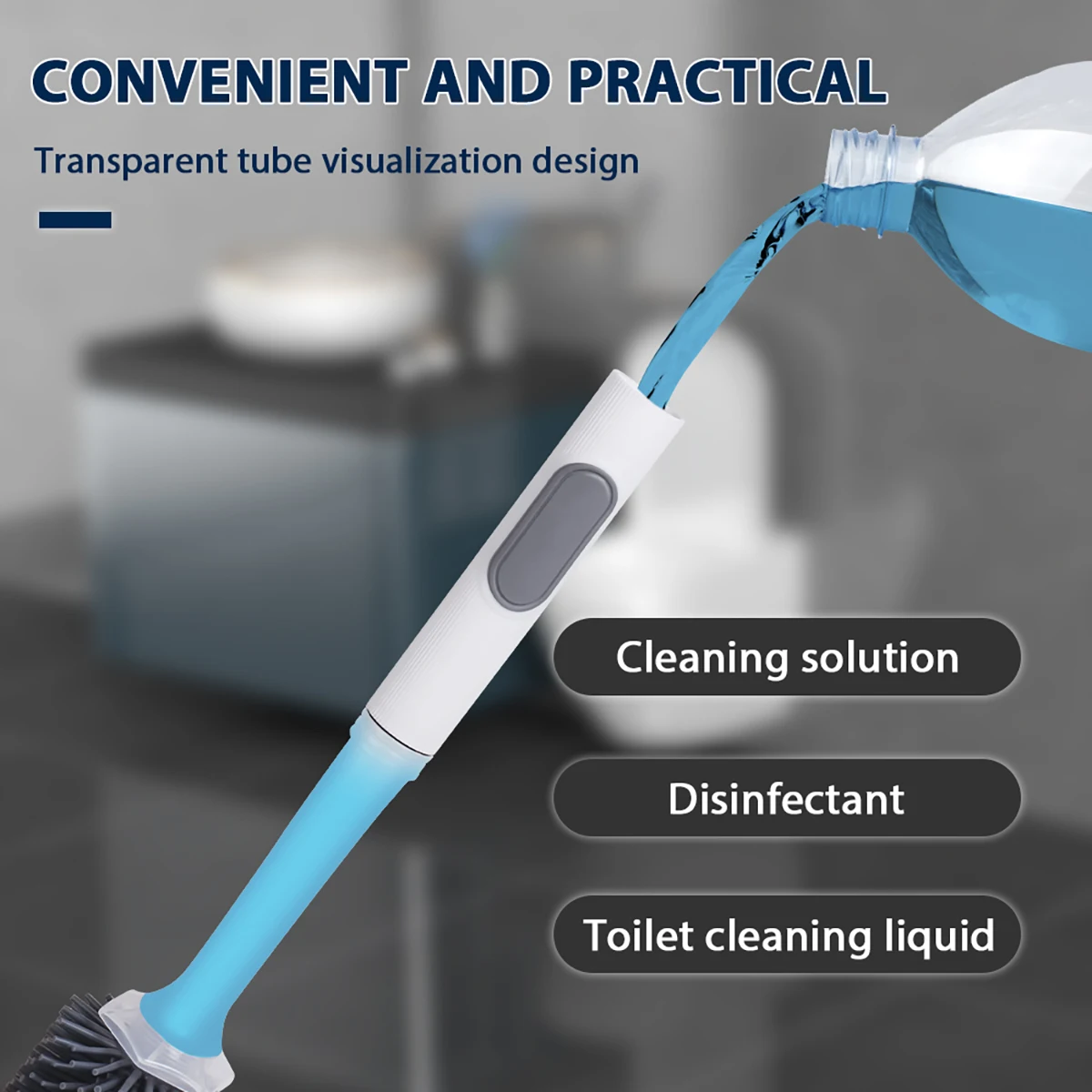 Bathroom Accessories Toilet Brush Set Water Spray Silicone Toilet Brush Long Handle Refillable Silicone TPR Brush Wall-Mounted Bathroom Cleaning Accessories