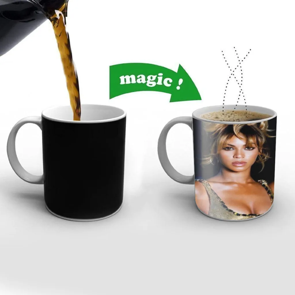 

Singer B-Beyonce Free shipping Mug Changing Color Ceramic Coffee Mugs Magic Tea Cup Best Gift