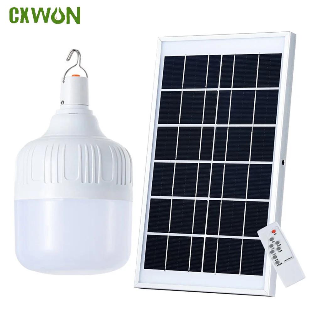 150W Solar Panel Bulb Emergency Led Light Remote Flashlight Lantern High Power LED Camping Outdoor Indoors Lighting Lamp 4800mAh