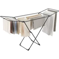 Clothes Drying Rack, Metal Laundry Drying Rack, Foldable, Space-Saving, Free-Standing Airer, with 2 Gullwings, Indoor Outdoor 1