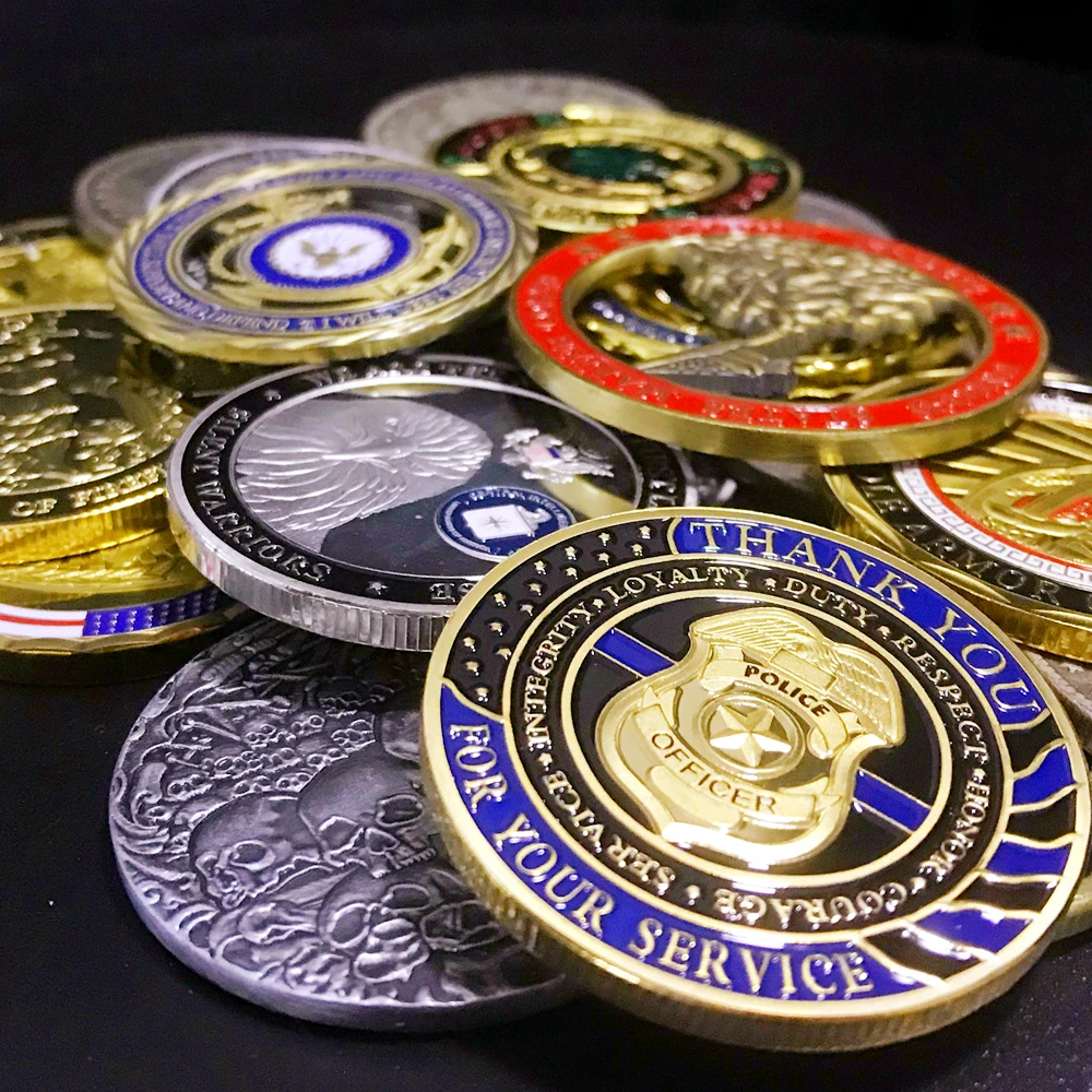 

10pcs Random Non-duplicate Coins Masonic Military Police President Queen Morgan Gold Silver Challenge Coin Coins Collectibles