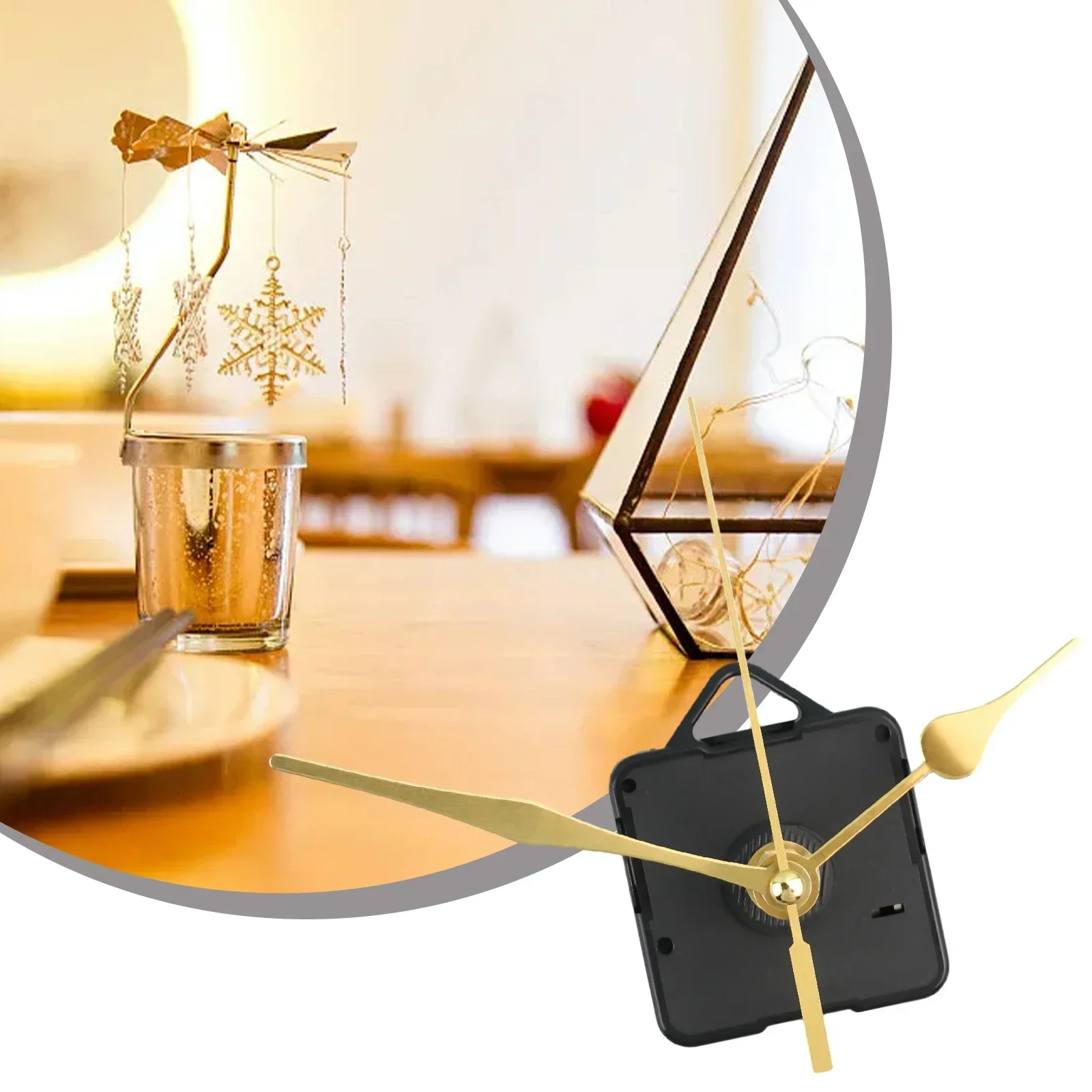 1 Set Hanging Clock Mechanism With Gold White Black Needles Clockwork- Practical Quartz Mute Wall Clock Movement Reloj De Pared