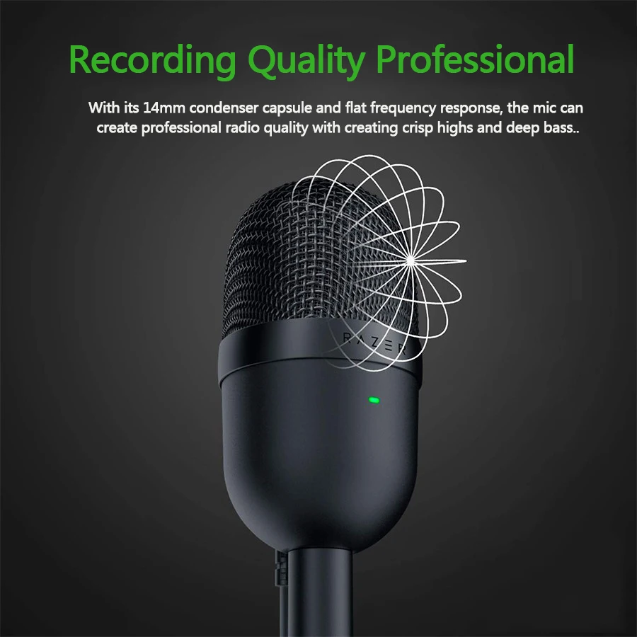 Razer Seiren 미니 USB 콘덴서 마이크, 울트라 컴팩트 스트리밍 마이크, 슈퍼 카디오이드 픽업 패턴 핑크 마이크