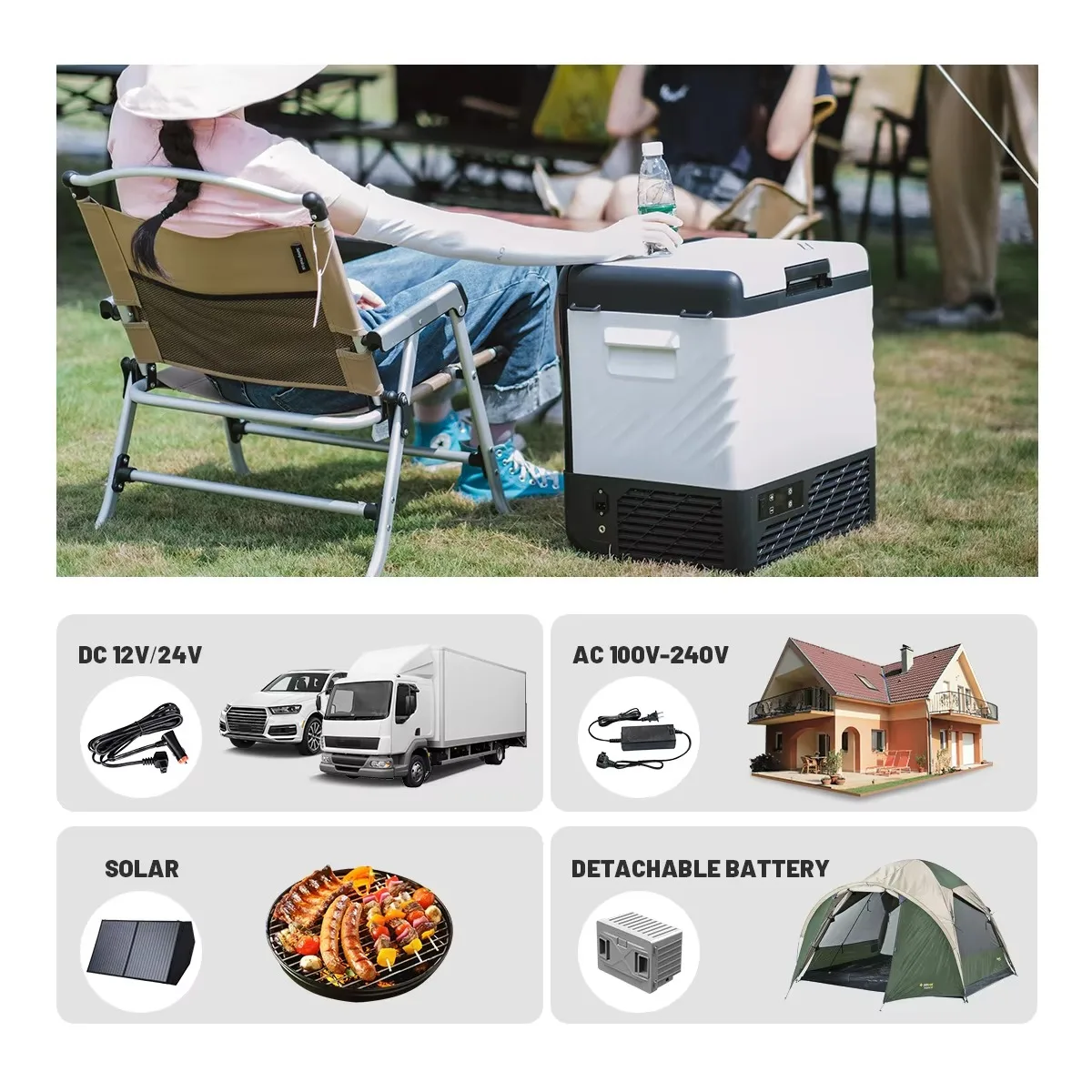 Alpicool P22 12 Volt Travel Cooler Mobile Freezer Box Durable Wheels Compact Car Fridge Compressor Refrigerator For Car Camping