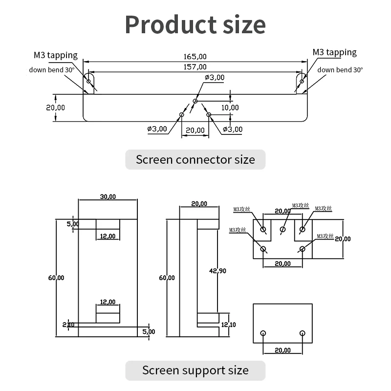 ROS Robot 7-inch Screen aluminum alloy bracket for Stable Support and anti-drop for Car touch LCD Screen Raspberry Pi/jetson