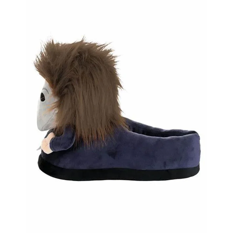 Rytanda Halloween Plush Slippers Michael Myers Winter Funny Soft Warm Non-Slip Shoes Women Men Indoor House Flat With Slipper 4