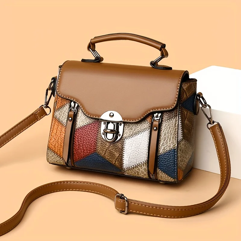 Women's Retro Rhombus Pattern Shoulder Crossbody Bag Adjustable Shoulder Strap Zipper Closure, Multi-Color Options for Daily Use
