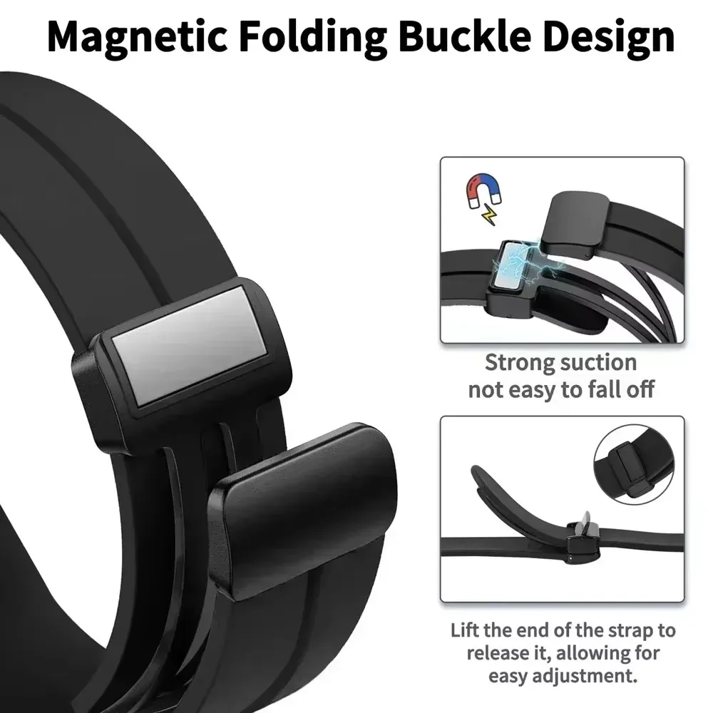 Versatile 22mm Silicone Sport Strap with Magnetic Closure